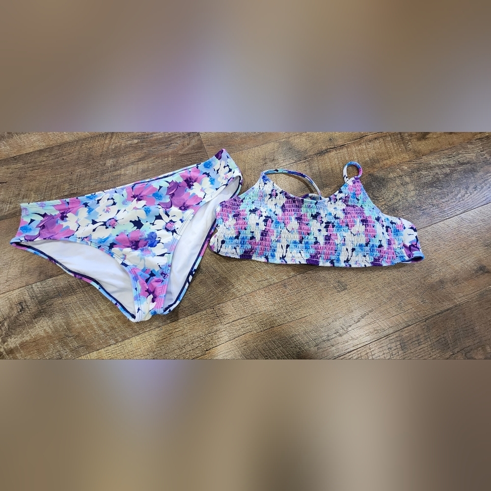 Cupshe Pink Purple Blue Floral Bikini Set